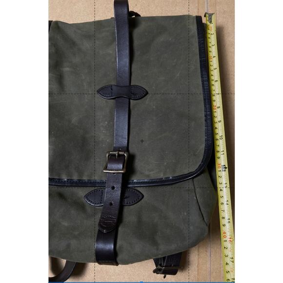 Filson Tin Cloth RARE Backpack Green Rucksack Leather Made in USA Discontinued - Picture 4 of 9